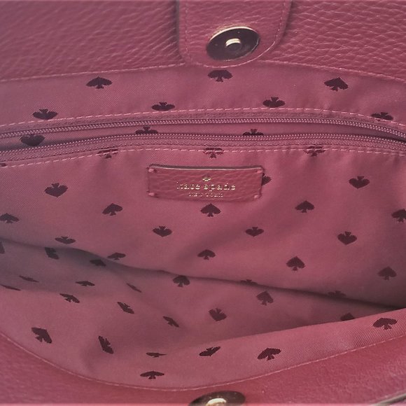 Kate Spade NY Medium Jackson Pebble Leather Cherrywood Red 3 Compartment Satchel - Picture 7 of 16